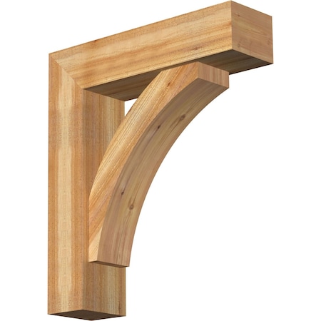 Ekena Millwork Thorton Block Rough Sawn Bracket w/ Offset Brace, Western Red Cedar, 8"W x 30"D x 34"H BKT0806X30X34THR05RWR